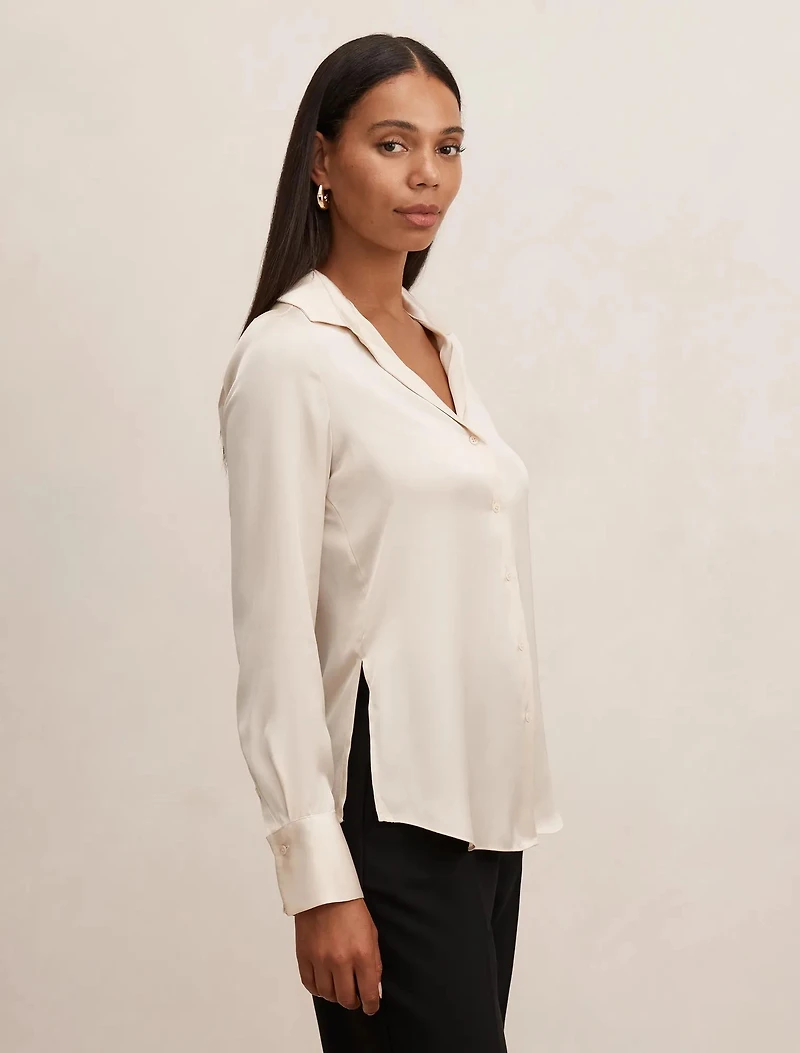 Harvey Notched Neck Satin Shirt