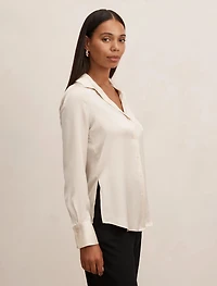 Harvey Notched Neck Satin Shirt