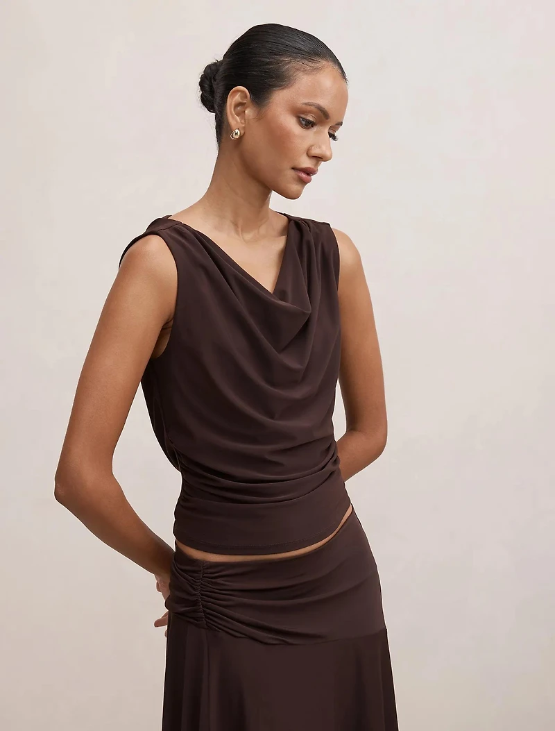 Ada Petite Drape Cowl Back Top