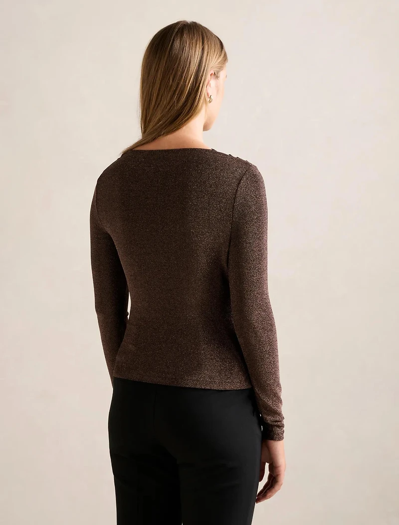 Roma Glitter Asym Neck Top