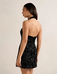 Riley Sequin Halter Mini Dress