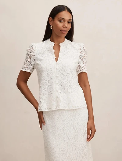 Lina Short Sleeve Lace Blouse