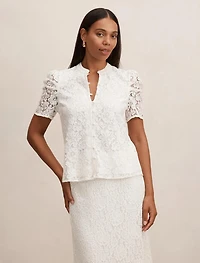 Lina Short Sleeve Lace Blouse