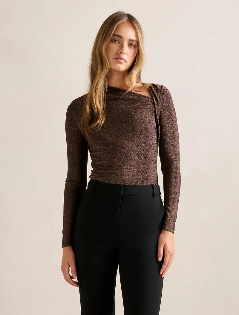 Roma Glitter Asym Neck Top