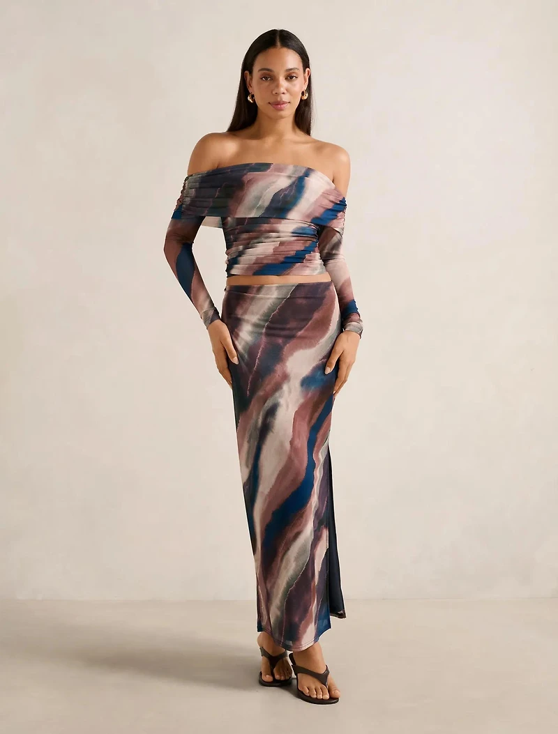 Kaia Mesh Ruched Top