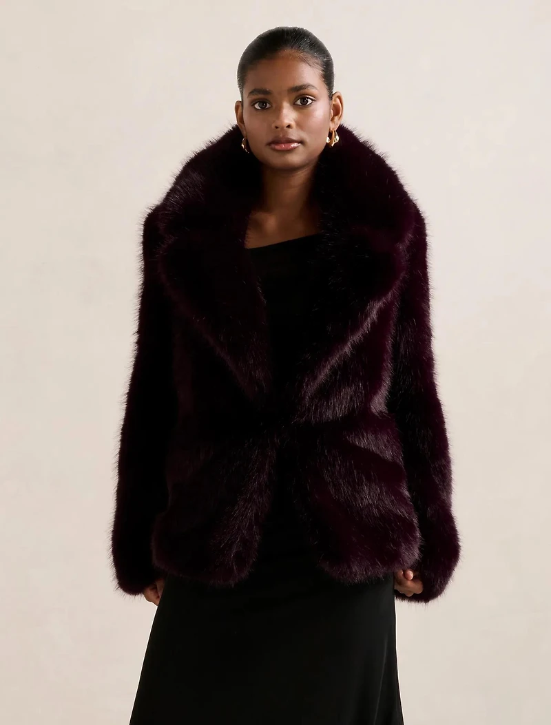 Hunter Petite Cropped Faux Fur Coat
