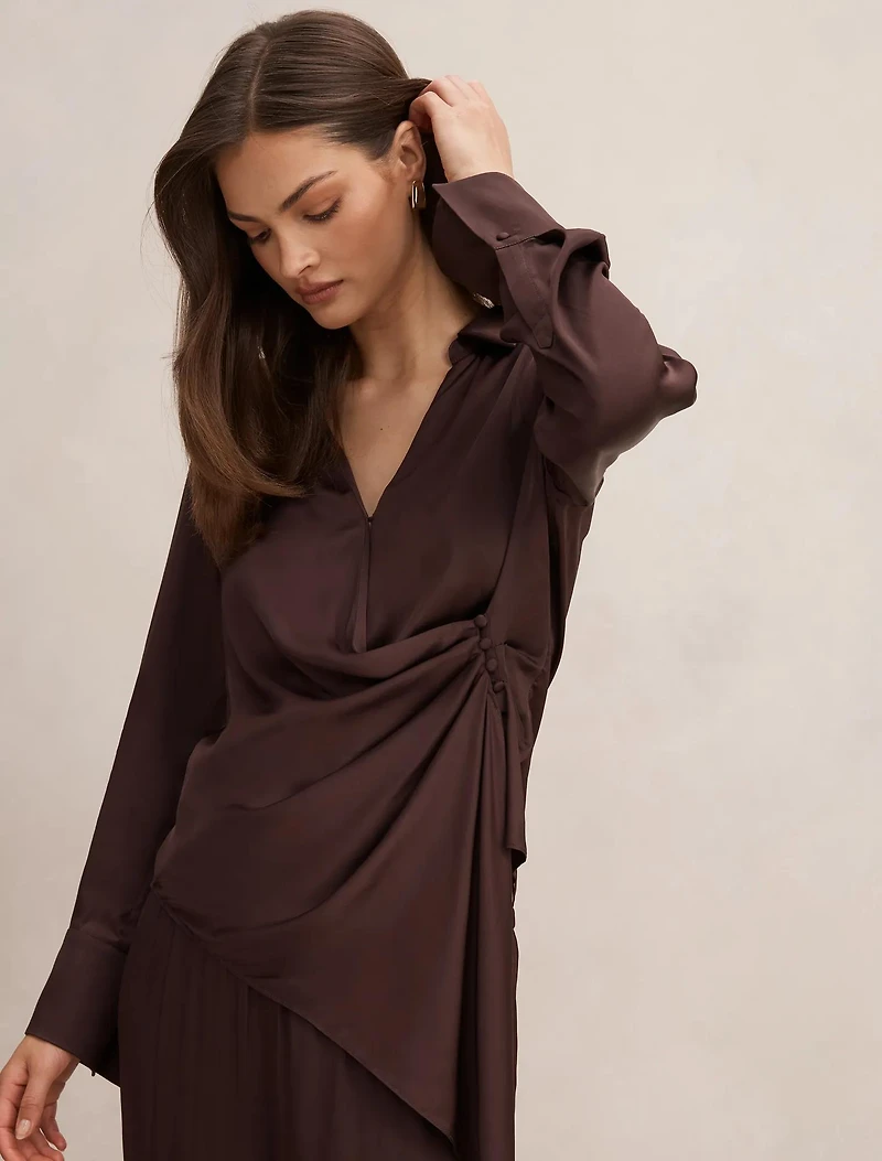 Maude Asymmetrical Draped Shirt