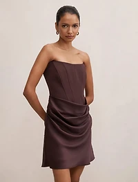Isra Petite Drape Strapless Mini