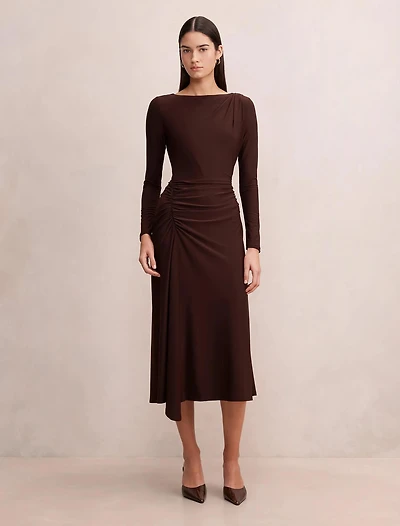 Mabel Long Sleeve Jersey Midi Dress