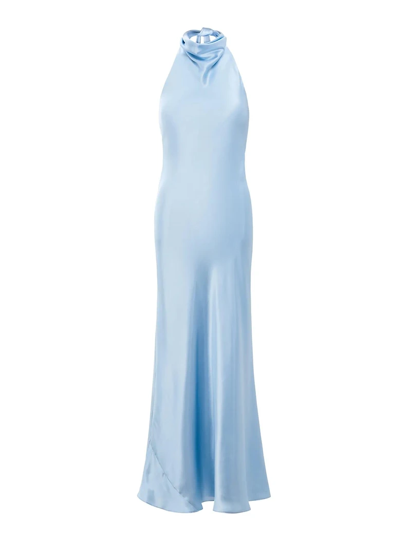 Clementine High Neck Satin Maxi