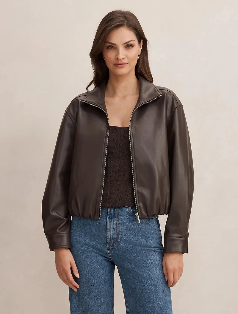Julia PU Funnel Neck Jacket