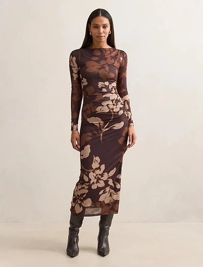 Alannah Mesh Long Sleeve Midi Dress