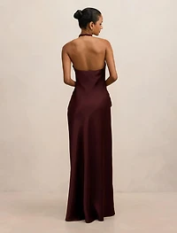 Abby Petite Halter Satin Maxi