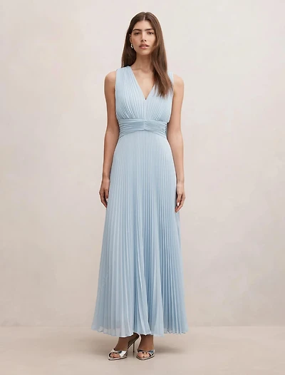 Leia Pleated Cape Maxi Dress