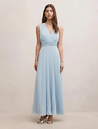 Leia Pleated Cape Maxi Dress