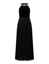 Gwen Halter Neck Pleat Midi Dress