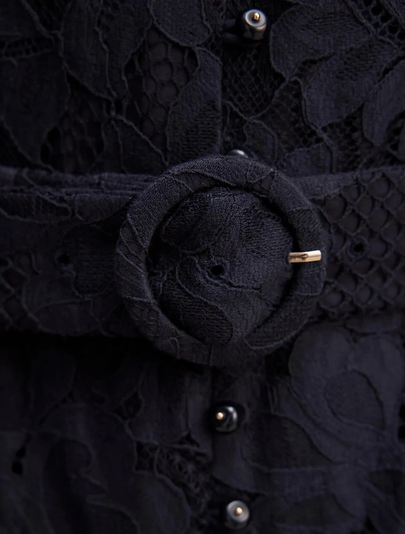 Liberty Flutter Sleeve Lace Midi Dress