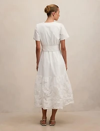 Matilda Embroidered Tie Midi Dress
