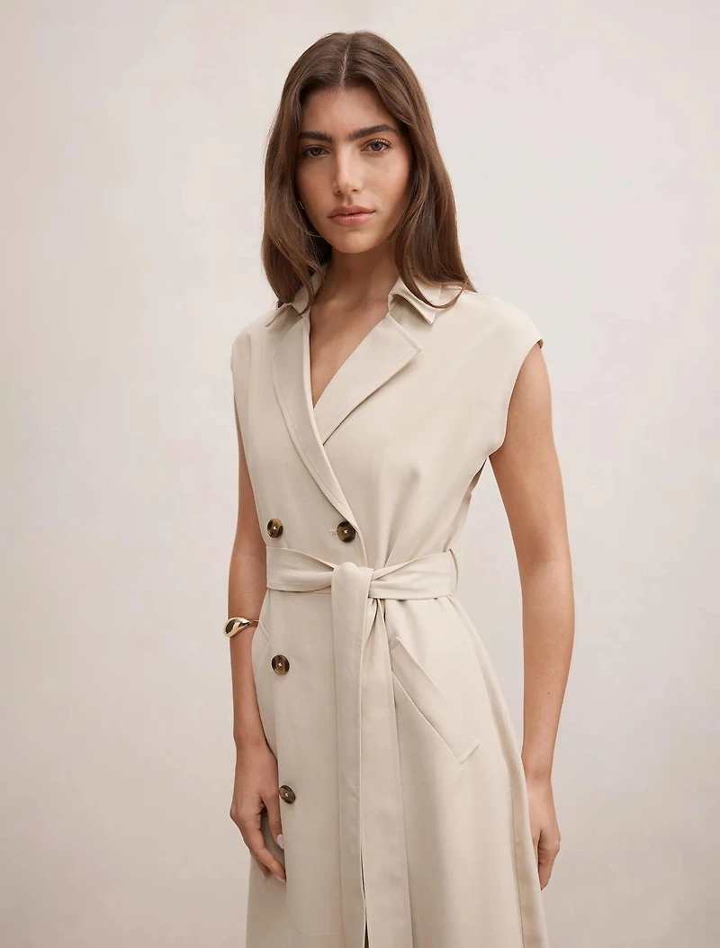 Elsa Sleeveless Trench Midi Dress