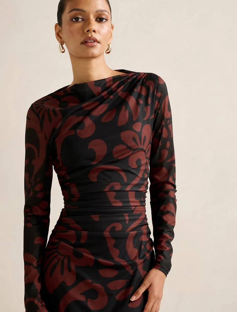 Joni Petite Long Sleeve Mesh Midi