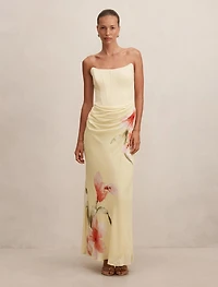 Isra Printed Strapless Maxi