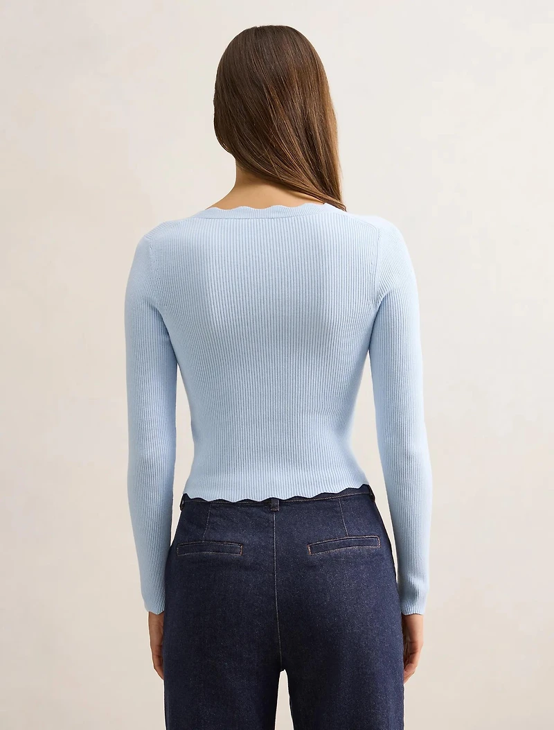 Sally Scallop Trim Knit Cardigan