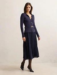 Chelsea Pleat Mixed Midi Dress