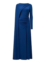 Maria Jersey Draped Cape Maxi Dress