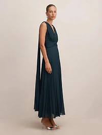 Leia Pleated Cape Maxi Dress
