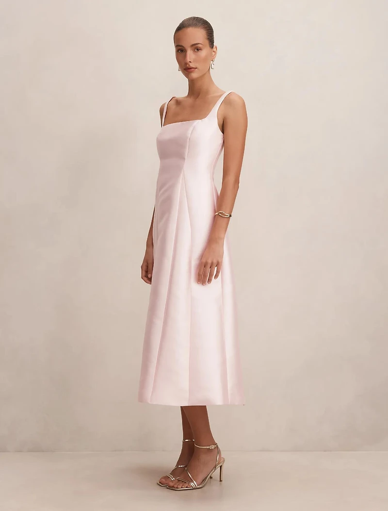 Kayla Structured Satin Midi Dress