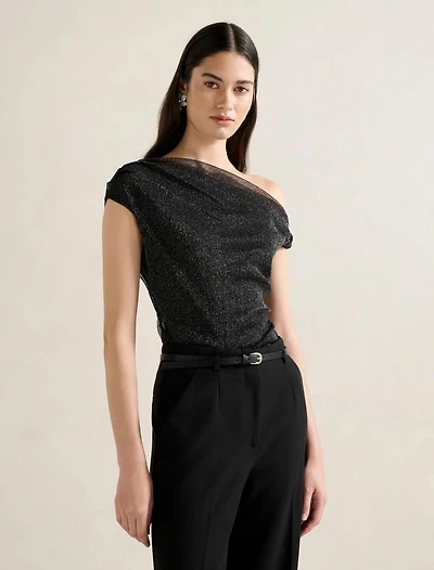 Rylee Tipped Shoulder Glitter Top