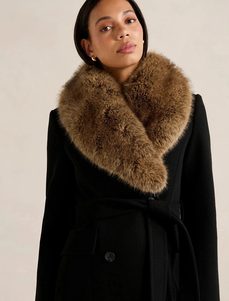 Chelsea Double Breasted Fur Collar Coat