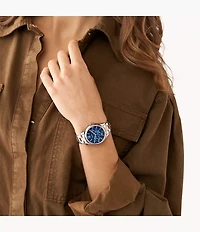 His and Hers Multifunction Two-Tone Stainless Steel Watch Set