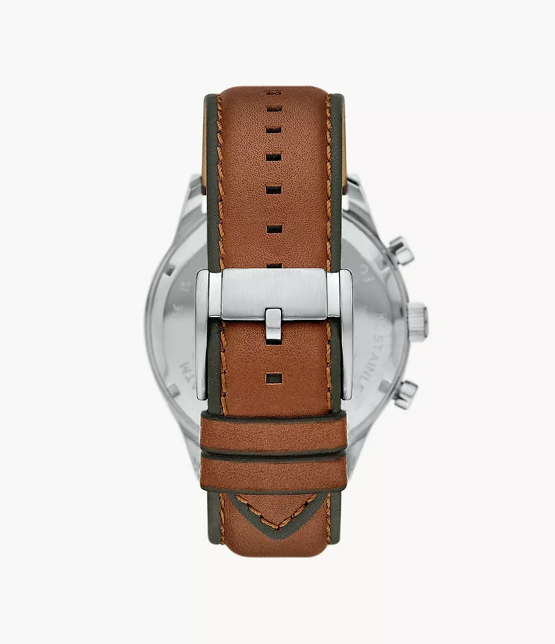 Flynn 48mm Chronograph Brown Leather Watch