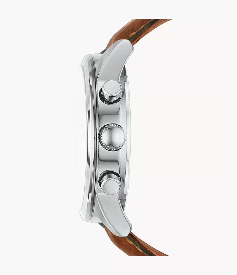 Flynn 48mm Chronograph Brown Leather Watch