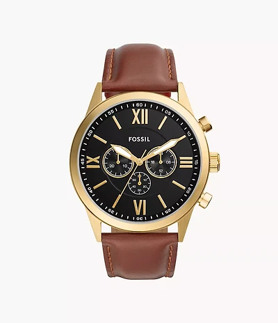 Flynn Chronograph Brown Leather Watch