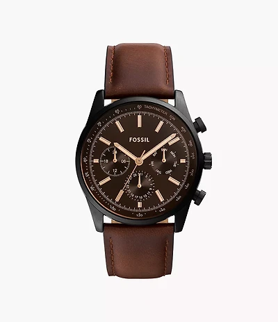 Sullivan 44mm Multifunction Brown Leather Watch
