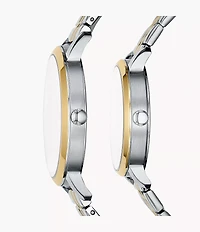 His and Her Lux Luther Three-Hand Two-Tone Stainless Steel Watch Gift Set