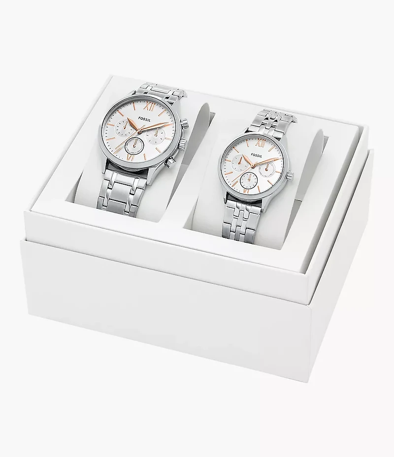 Fenmore Multifunction Silver-Tone Bracelet Watch Set
