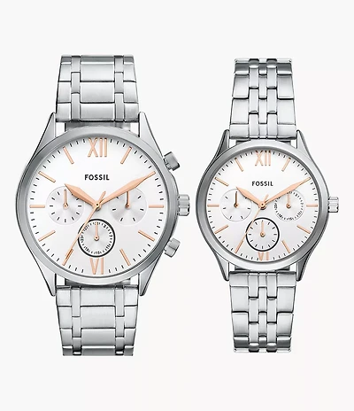 Fenmore Multifunction Silver-Tone Bracelet Watch Set