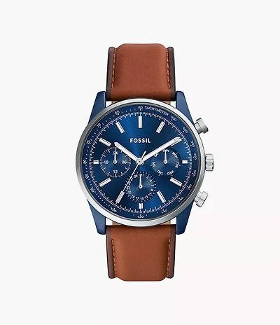 Sullivan 44mm Multifunction Brown Leather Watch