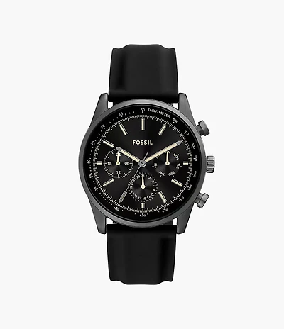 Sullivan 44mm Multifunction Black Silicone Watch