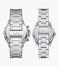 His and Hers Multifunction Stainless Steel Watch Set