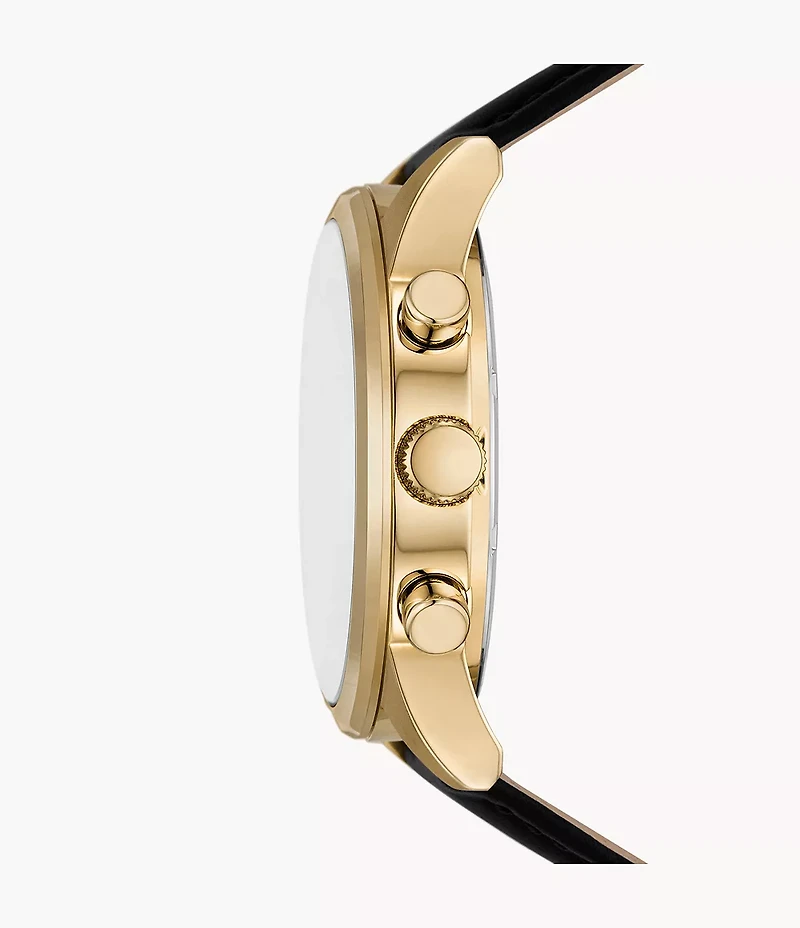 Flynn Chronograph Black Leather Watch