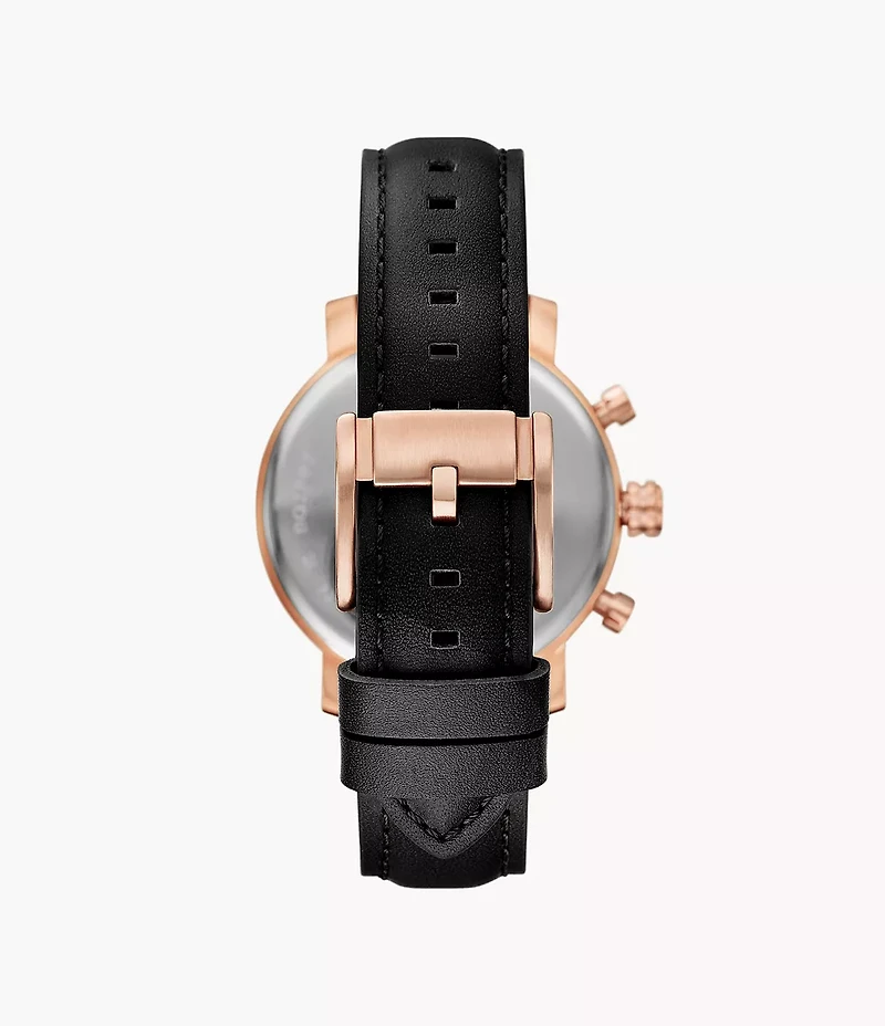 Rhett 43mm Multifunction Black Leather Watch