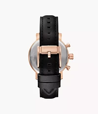 Rhett 43mm Multifunction Black Leather Watch