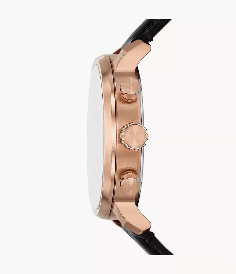 Rhett 43mm Multifunction Black Leather Watch