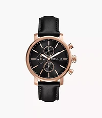 Rhett 43mm Multifunction Black Leather Watch