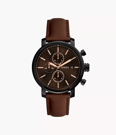 Rhett 43mm Multifunction Brown Leather Watch