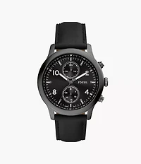 Bennett Multifunction Black Leather Watch